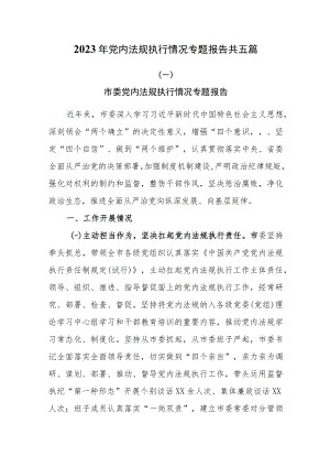 2023年度党内法规执行情况专题报告共五篇.docx