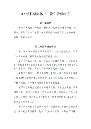 XX镇村级集体“三资”管理制度.docx