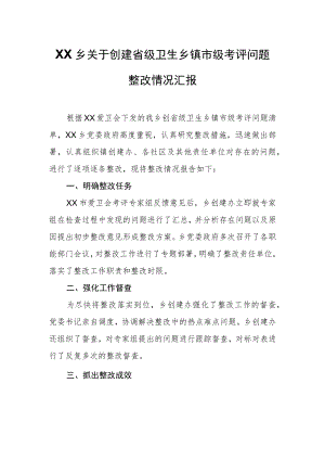XX乡关于创建省级卫生乡镇市级考评问题整改情况汇报.docx