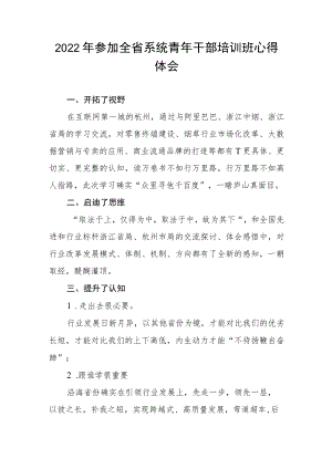2022年参加全省系统青年干部培训班心得体会.docx