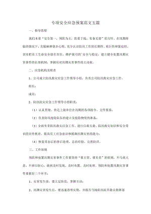 专项安全应急预案范文五篇.docx