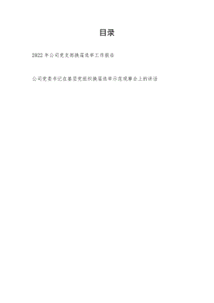 2022年公司党支部换届选举工作报告和公司党委书记在基层党组织换届选举示范观摩会上的讲话.docx