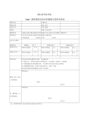 XX商学院《xxx》课程课程目标评价数据合理性审核表.docx