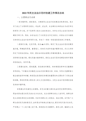 2022年民主法治示范村创建工作情况总结.docx