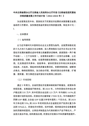 《云南省促进民营经济高质量发展三年行动计划（2022—2024年）》.docx