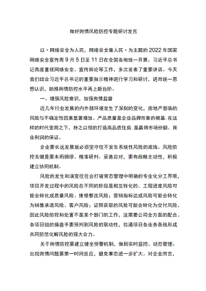 做好网络舆情风险防控专题研讨发言.docx