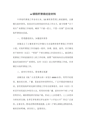 xx镇秸秆禁烧经验材料.docx