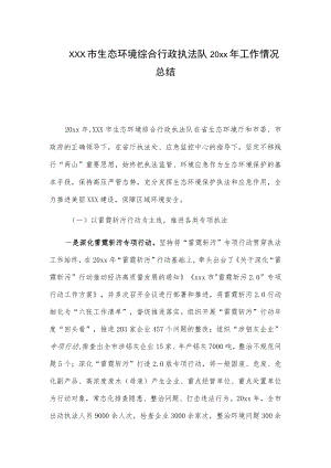 xxx市生态环境综合行政执法队20xx年工作情况总结.docx