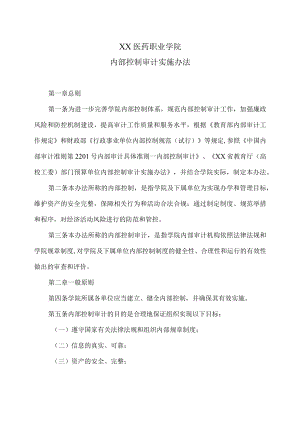 XX医药职业学院内部控制审计实施办法.docx