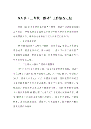 XX乡“三帮扶一推动”工作情况汇报.docx