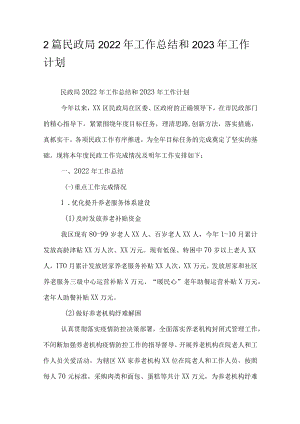 2篇民政局2022年工作总结和2023年工作计划.docx