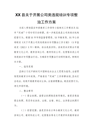 XX县关于开展公司类违规培训专项整治工作方案.docx