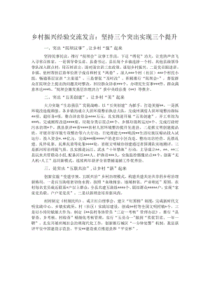 乡村振兴经验交流发言：坚持三个突出实现三个提升.docx