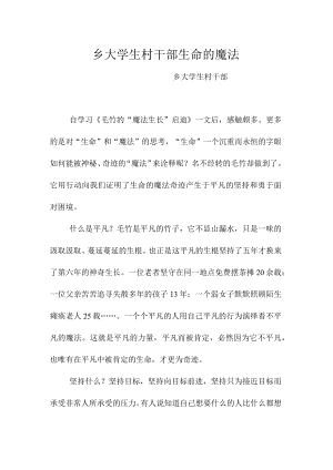 乡大学生村干部演讲稿毛竹是生命的魔法.docx