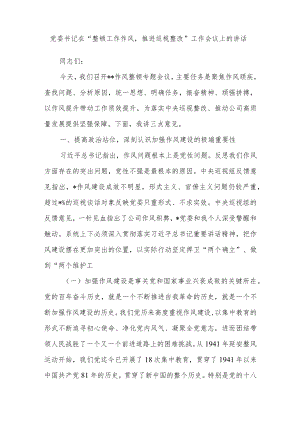党委书记在“整顿工作作风推进巡视整改”工作会议上的讲话.docx