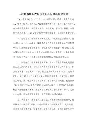 xx村打造农业农村现代化山区样板经验发言.docx