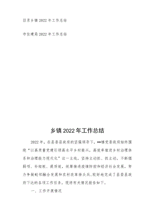 乡镇2022年工作总结+市住建局2022年工作总结.docx