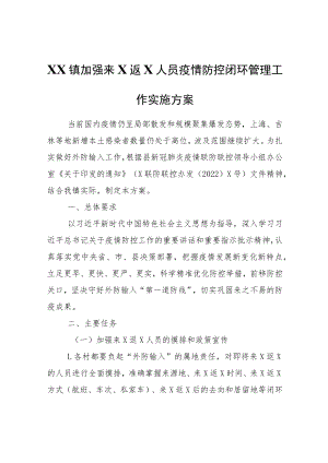 XX镇加强来清返清人员疫情防控闭环管理工作实施方案.docx