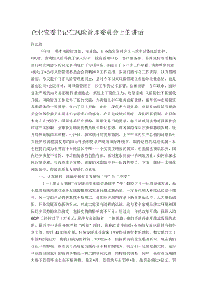 企业党委书记在风险管理委员会上的讲话.docx