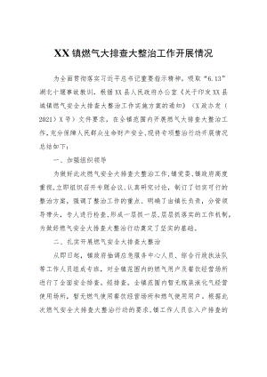 XX镇燃气大排查大整治工作开展情况.docx