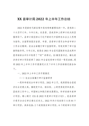 XX县审计局2022年上半年工作总结.docx