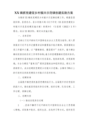 XX镇抓党建促乡村振兴示范镇创建实施方案.docx