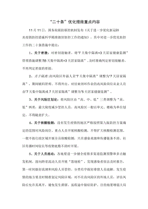 《进一步优化防控工作的二十条措施》重点内容.docx