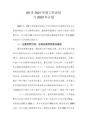 XX乡2021年度工作总结与2022年计划.docx