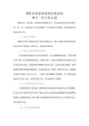 XX区农业农村局2022年度工作总结及2023年工作计划.docx