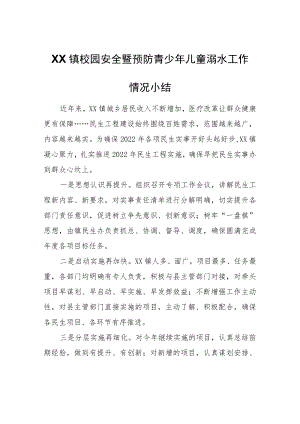 XX镇校园安全暨预防青少年儿童溺水工作情况小结.docx