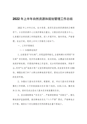 2022年上半年自然资源和规划管理工作总结.docx