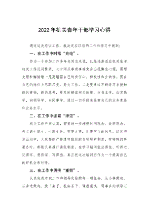 2022年机关青年干部学习心得五篇样本.docx