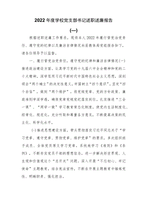2022年度学校党支部书记述职述廉报告两篇.docx