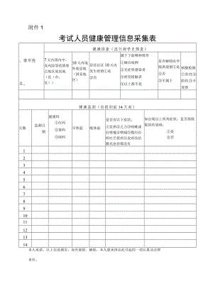 2022年度山东省大数据工程专业职称考试健康管理信息采集表及健康登记表和承诺书.docx