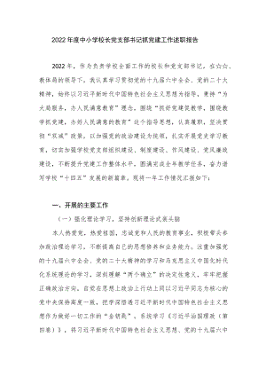 2022年度中小学校长党支部书记抓党建工作述职报告.docx