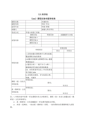 XX商学院《xxx》课程试卷命题审核表.docx