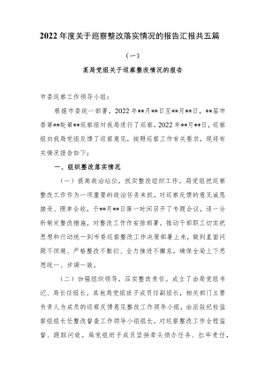 2022年度关于巡察整改落实情况的报告汇报共五篇.docx