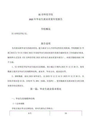 XX市师范学院202X年毕业生就业质量年度报告.docx