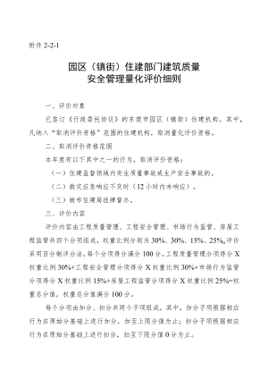 21： 质安科商质安监园区（镇街）住建部门建筑质量安全管理量化评价细则.docx