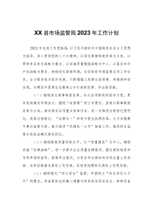 XX县市场监管局2023年工作计划.docx