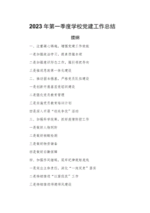 2023年第一季度学校党建工作总结.docx
