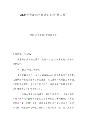2022年党建部主任述职汇报(共二篇).docx