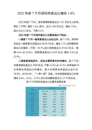 2022年前7个月深圳市进出口增长8%.docx