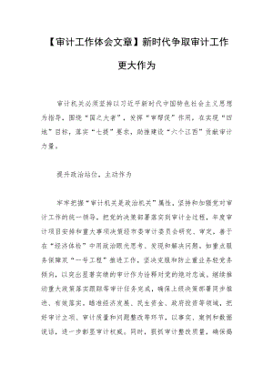 【审计工作体会文章】新时代争取审计工作更大作为.docx