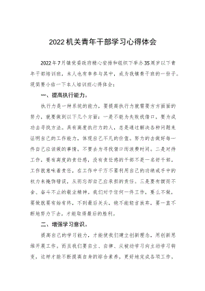 2022年优秀年轻干部培训班学习心得体会五篇.docx