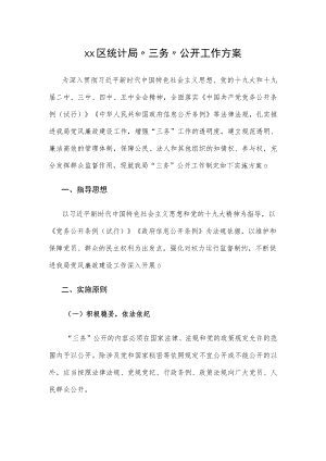 xx区统计局 “三务”公开工作方案.docx