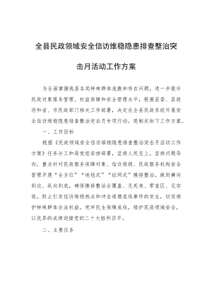 全县民政领域安全信访维稳隐患排查整治突击月活动工作方案.docx