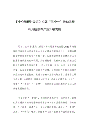 【中心组研讨发言】立足“三个一”推动武陵山片区康养产业升级发展.docx