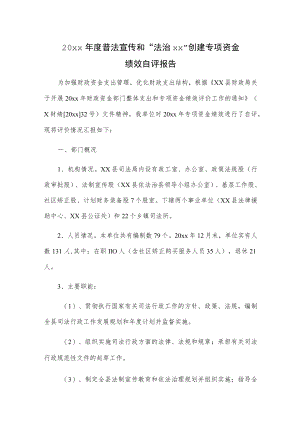 20xx年度普法宣传和“法治xx”创建专项资金绩效自评报告.docx
