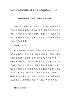 2022年基层党组织党建工作方法与经验材料（一）.docx
